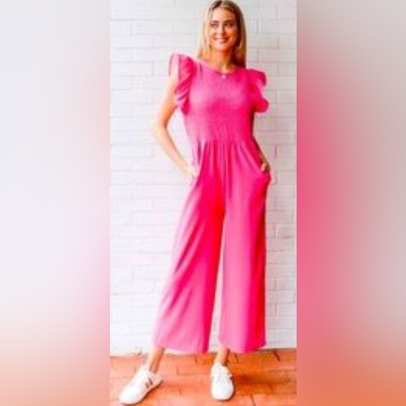 Pink Ruffle Sleeve Maxi Dress - Picture 1 of 9